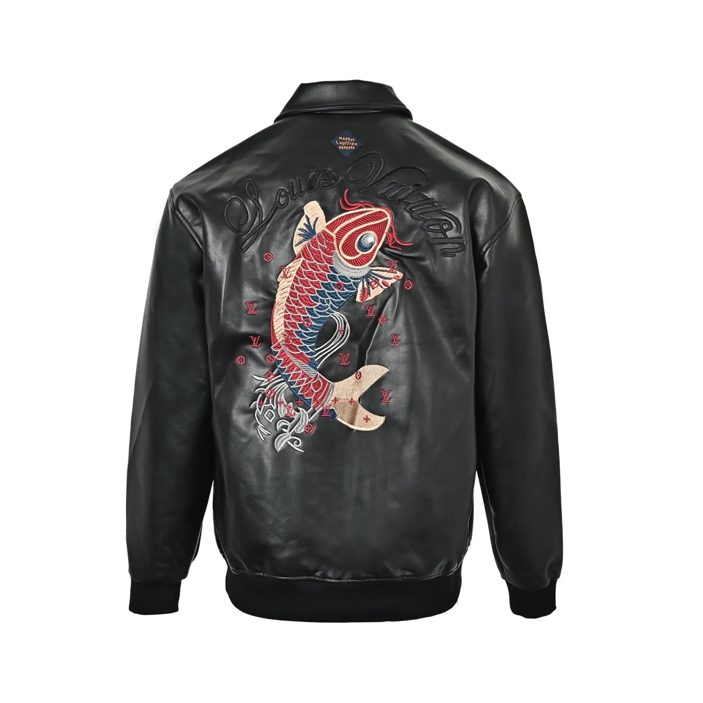 Louis Vuitton Embroidered Logo Koi Embroidered Leather Jacket